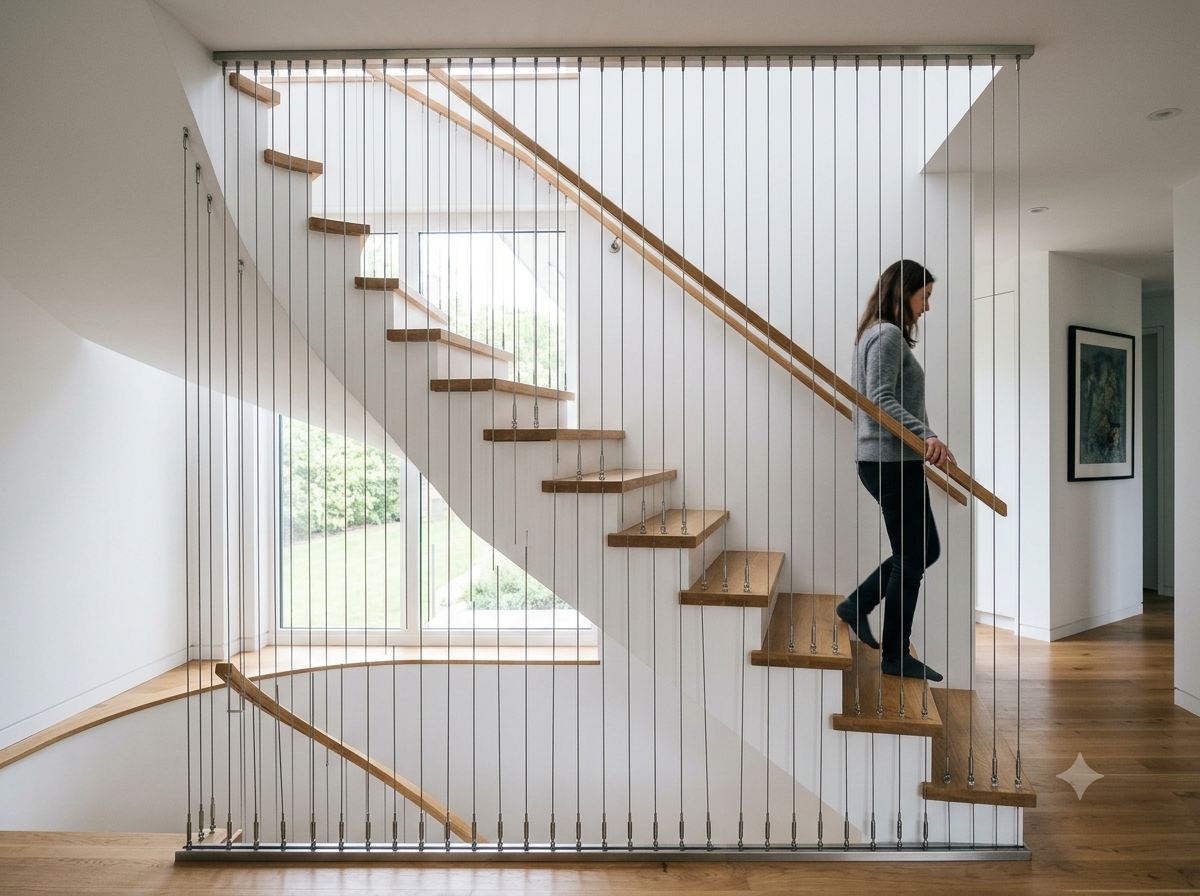 Invisible grill staircase safety installation in Bangalore