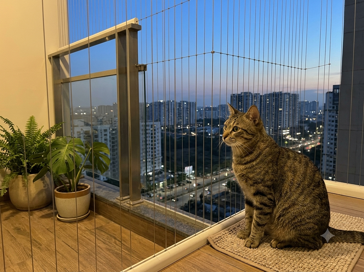 Invisible grille for cats project in Bangalore